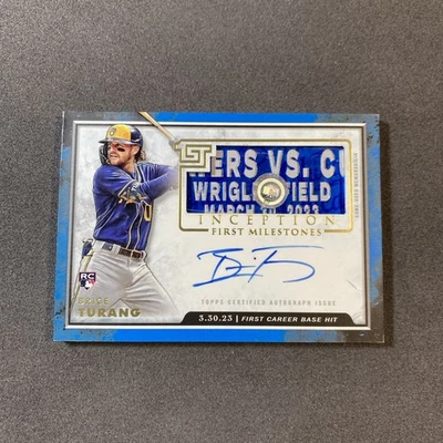 2023 Inception First Milestones Rookie Brice Turang /5 Blue First MLB Hit Base - Image 1 of 3