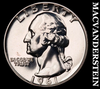1961 Washington Quarter - Choice Gem Proof  Lustrous  No Reserve  #F9880 - Image 1 of 2
