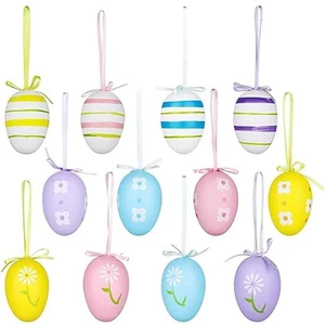 12Pcs Easter Decorations Eggs Hanging Ornaments Colorful for Style Three - Picture 1 of 7