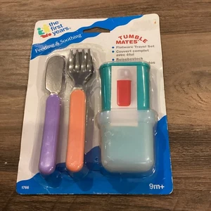 Vintage 1996 The First Years Tumble Mates Yellow Flatware Travel Set - Picture 1 of 9