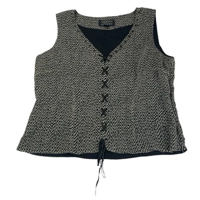 Spenser Jeremy шелковый топ большой черный кремовый шеврон богемное фестиваль 90-х - Изображение 1 из 4