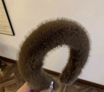 人造毛皮棕色头带 — 第 1/2 张图片