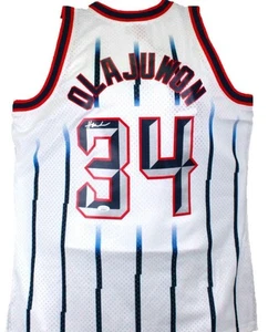 Hakeem Olajuwon Signed Rockets White M&N Hardwood Classic Swingman JSY-JSA W - Picture 1 of 8