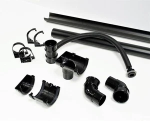 FloPlast Miniflo Juego de canalones a tope de agua medio cobertizo negro, cobertizo de 8 y 10 pies - Imagen 1 de 2