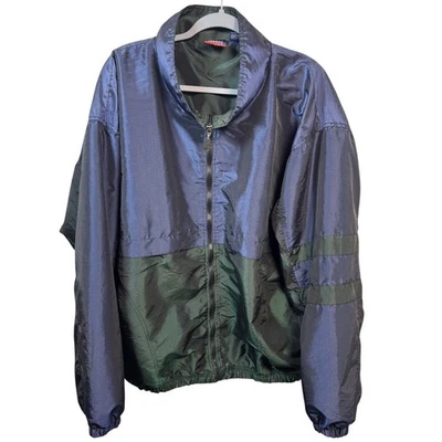 VTG Sport Jacket Full Zip Blue Green Color Block Windbreaker River Trader 2XL - Image 1 of 4