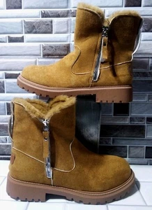 F&8 Fashion Classics UGG Mini Boots Chestnut Brown Ankle Faux-fur Women's Size 6 - Picture 1 of 8