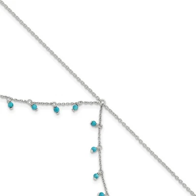 Silver Turquoise Beads Double Chain Anklet QG1394 - Image 1 of 4