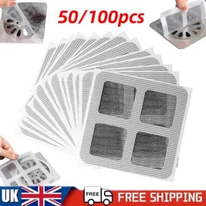 50/100PCS Disposable Self-adhesive Floor Drain Sticker Bathroom Hair Sink Filter - Picture 1 of 13