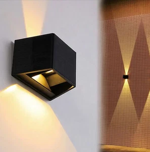 Solarleuchte modern helle Wandlampe kabellos UP Down Außenleuchte warmweiß   - Bild 1 von 7
