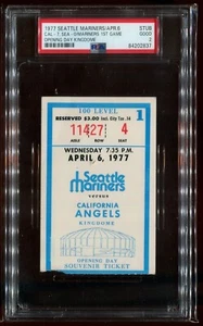 Mariners 1st Game - PSA Ticket 1977 Baseball Seattle Mariners Angels PSA 2 - Picture 1 of 2