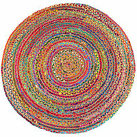 Hand woven jute Rare new Artisan Area Rug sisal round 5' circle basket weave 