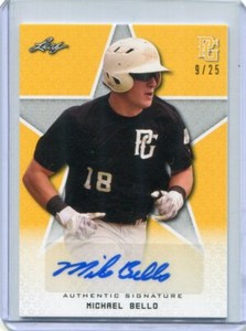 2020 Leaf Perfect Game Autographs Yellow Michael Bello Auto 9/25