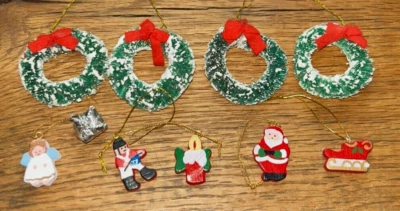 Vintage Dollhouse Christmas Ornaments And Christmas Wreaths Lot Of 10 - Image 1 of 4