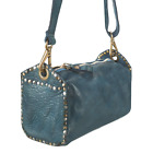 Campomaggi Shoulder Bag Kura Sapphire Blue Leather Multicolor Rivets C037750ND
