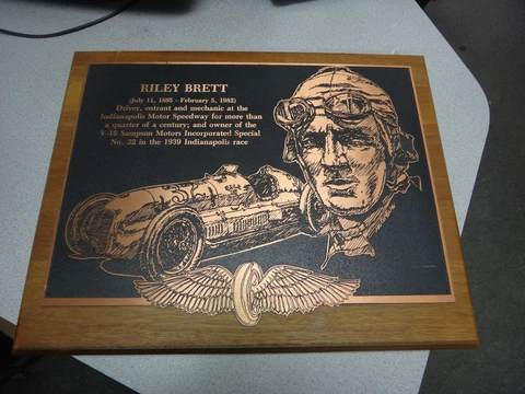Indianapolis 500 Riley Brett Reward Plaque IMS Museum Hall Of Fame Cover