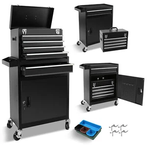 NEW-Rolling Garage Workshop Organizer Detachable 5 Drawer Tool Chest with L - Picture 1 of 11