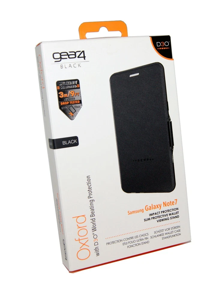 Gear4 Oxford Case Cover For Samsung Galaxy Note 7 Tough D30 Protection Black NEW - Image 1 of 1