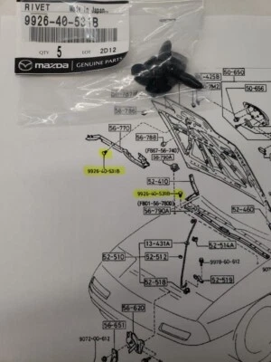 Sujetador de tira climática para capó Mazda OEM RX7 B2200 B2600 323 626 MX6 992640531B cantidad 5 Foto 1 de 4