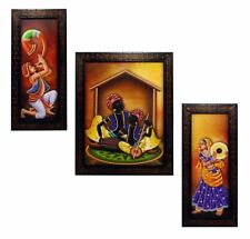 Rajasthani Folk Music & Dance Paintings Without Glass Set of 3
