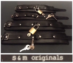 Leather hand cuffs ankle restraints Bondage kit High quality guaranteed ... - Picture 1 of 2