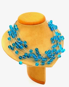 COLLANA MULTIFILO CON CRISTALLI DI VETRO - Foto 1 di 5
