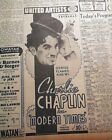 MODERN TIMES Charlie Chaplin film film Opeing Day publicité et critique 1936 journal