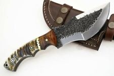 AWESOME-12" HIGH CARBON STEEL HUNTING HAND FORGING DAGGER WITH LEATHER SHEATH