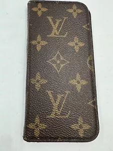 CUSTODIA CELLULARE SLIM MONOGRAMMA DA DONNA VINTAGE LOUIS VUITTON IN PELLE MARRONE - Foto 1 di 12