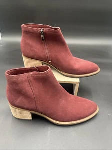 ECCO Women's 8 - 8.5 US Maroon Wine Suede Ankle Boots Hydromax Zip Block - Picture 1 of 9