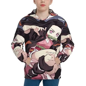 Demon Slayer Nezuko Anime Girls Hoodies Funny Pullover Sweatshirts for 7-20 Year - Picture 1 of 33