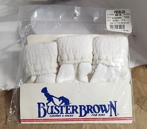 Vtg BUSTER BROWN girls kids 3 pr socks White newborn 0-9months MIP CUSHY COTTON - Picture 1 of 4