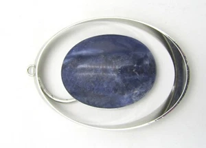 Pendant - Blue Sodalite Polished Oval Cabochon 1-1/8" x 1-5/8" Rock / Stone - Picture 1 of 5