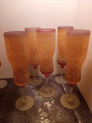 5 件套米兰罗马尼亚香槟长笛玻璃杯粉色/金色 — 第 1/4 张图片