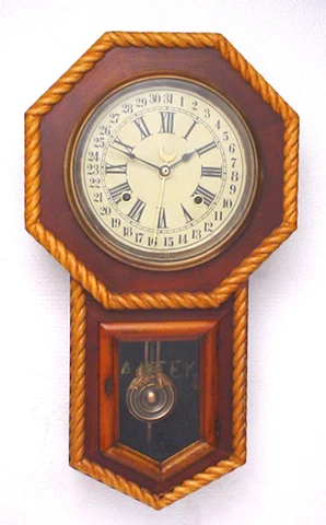Antique Solid Elm Octagon Schoolhouse Calendar "Regulator A" Wall Clock Cover