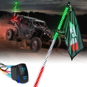 4FT Green White Red Spiral Static LED Whip Light Antenna For UTV ATV RZR 4X4 - Bild 1 von 8