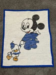 Vintage Biederlack 1984 Baby Blanket Mickey Mouse Donald Duck Disney USA - Picture 1 of 6