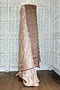 Blush & aubergine sateeen silk vintage bollywood sari saree SKU16309 - Picture 1 of 6