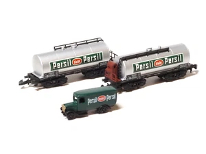 82071 Marklin Z-scale old era DRG "PERSIL" 2 TANK CAR SET W/BENZ TRUCK in metal - Picture 1 of 3