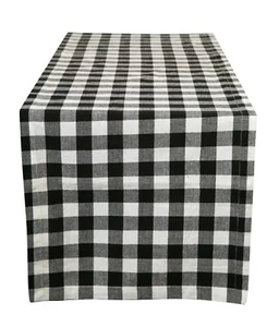 Cotton Table Runner Checkered Black & White  - Picture 1 of 2