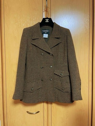 CHANEL giacca tweed sartoriale marrone vintage taglia 40 donna