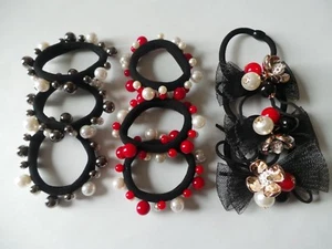 2 Stck. Mode Dame Frauen Perlen Haarband Seil Pferdeschwanz Elastisch Halter - Bild 1 von 7