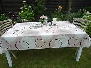 Tablecloth Provence 150x200 CM Beige Circles France Easy-Care Non-Iron - Picture 1 of 4