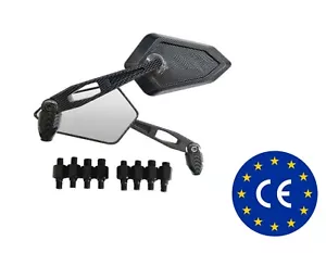 Carbon Handlebar Mirrors Universal for Any Motorcycle Scooter - Picture 1 of 3
