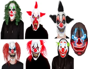 Halloween Clown Masks Adults Fancy Dress Scary Creepy Clowns Mens Ladies - Picture 1 of 13