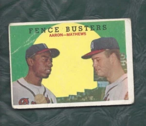 Tarjeta de béisbol 1959 Topps #212 Eddie Mathews Hank Aaron Milwaukee Braves buena - Imagen 1 de 2