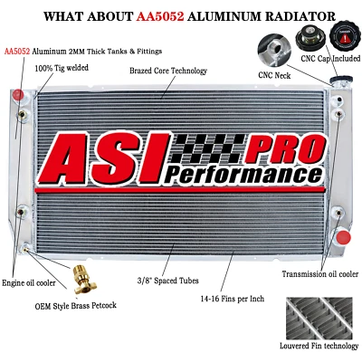 3-Row Radiator for 1988-2000 Chevrolet GMC C/K 2500 /3500 Pickup 7.4L 454  ,V8 Foto 1 de 4