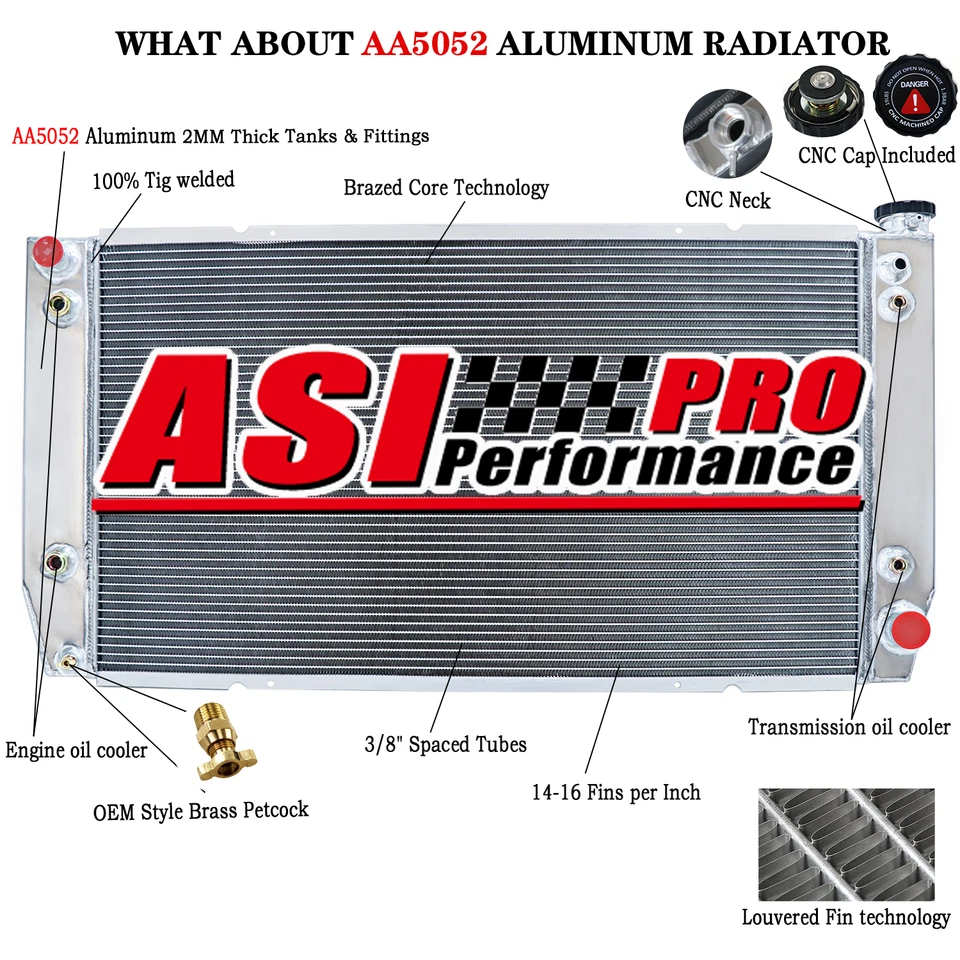 3-Row Radiator for 1988-2000 Chevrolet GMC C/K 2500 /3500 Pickup 7.4L 454  V8 Foto 1 de 4