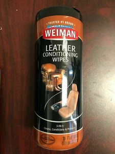 Weiman Leather Conditioning Wipes Furniture Car Seats Shoes Cleaner Polish 30 ct - Picture 1 of 5