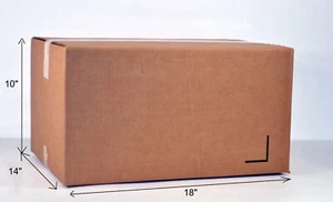 18x14x10 Quantity 25 Corrugated Shipping Boxes 32 lbs. ECT single wall - Picture 1 of 6