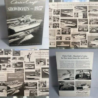1957 CHRIS CRAFT Showboats Constellation, Futura, Yacht Brochure Catalog Foldout - Image 1 of 4